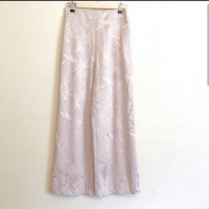Cream satin trouser pants